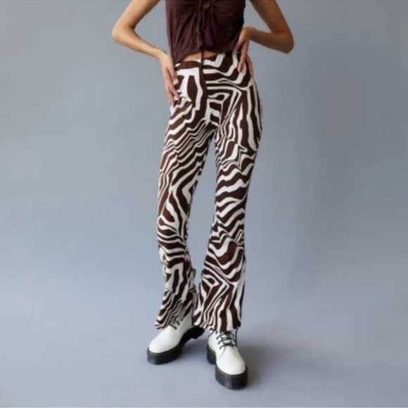 Urban Renewal Pants - Urban Renewal Brown and White Zebra Flare Pants
